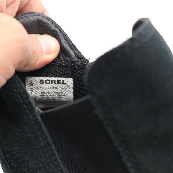 Sorel Out N About Wedge Chelsea Boots Women's Size 9 Black Suede Waterproof - Picture 3 of 9